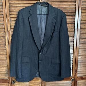 Strathmore by Richman Men's 2 Button Blazer - 100% Wool Black Plaid - Size 42 R